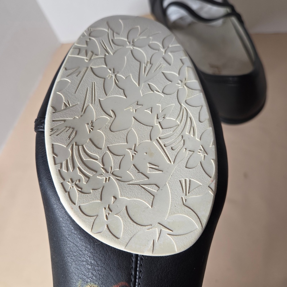 Kuru Bella Black Leather Mary Jane Flats Elastic Straps Orthotic Support 9.5 - Picture 6 of 11